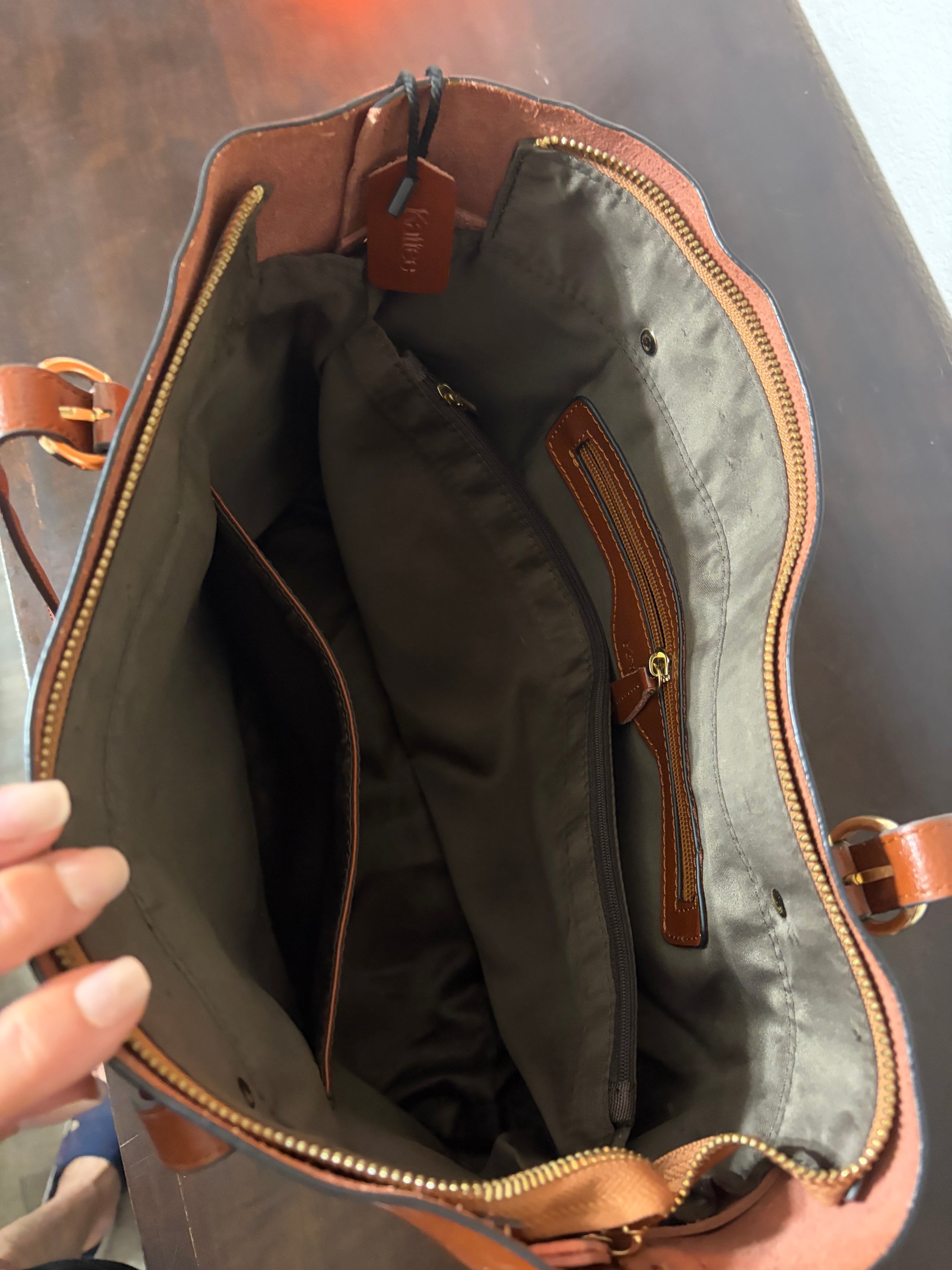 Kattee Brown Genuione Leather Shoulder Tote Bag