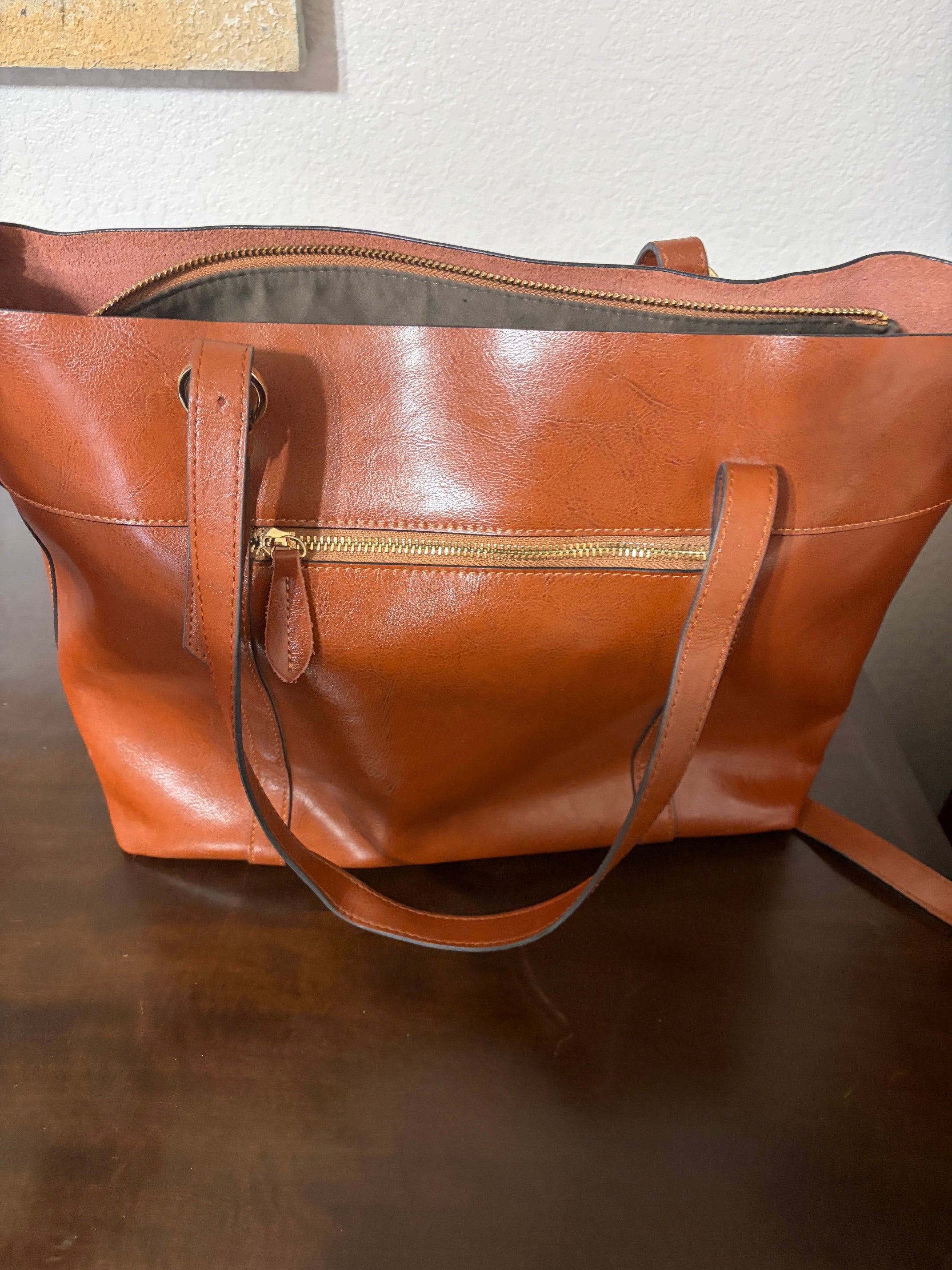 Kattee Brown Genuione Leather Shoulder Tote Bag