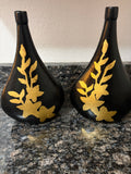 Matching Black & Gold Pair of Decorative Pottery Vases.