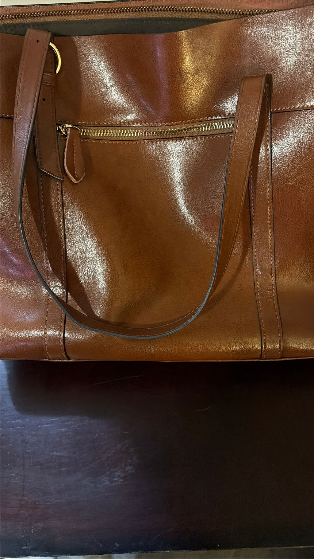 Kattee Brown Genuione Leather Shoulder Tote Bag.