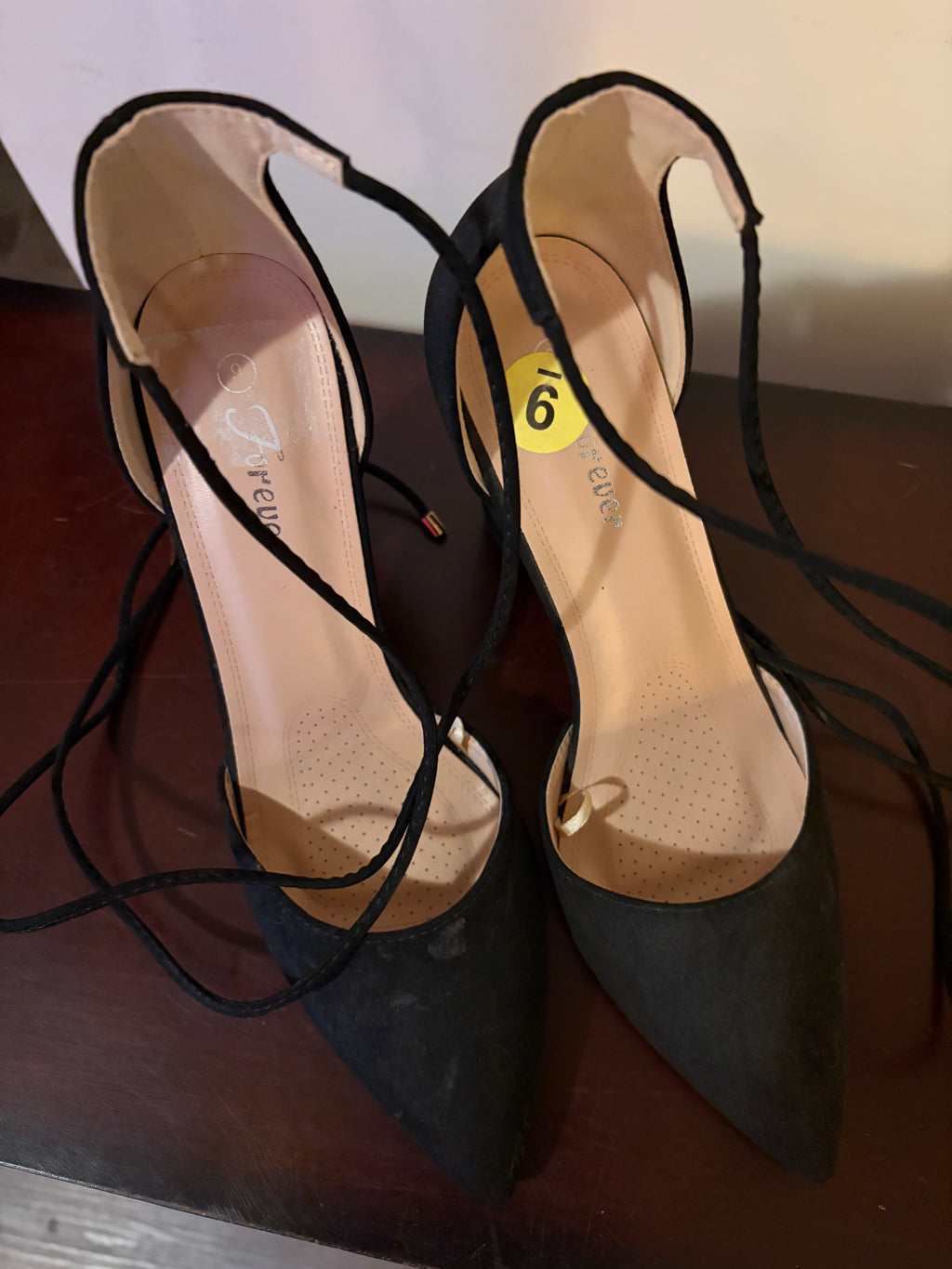 Forever New Black Lace-Up Heels.