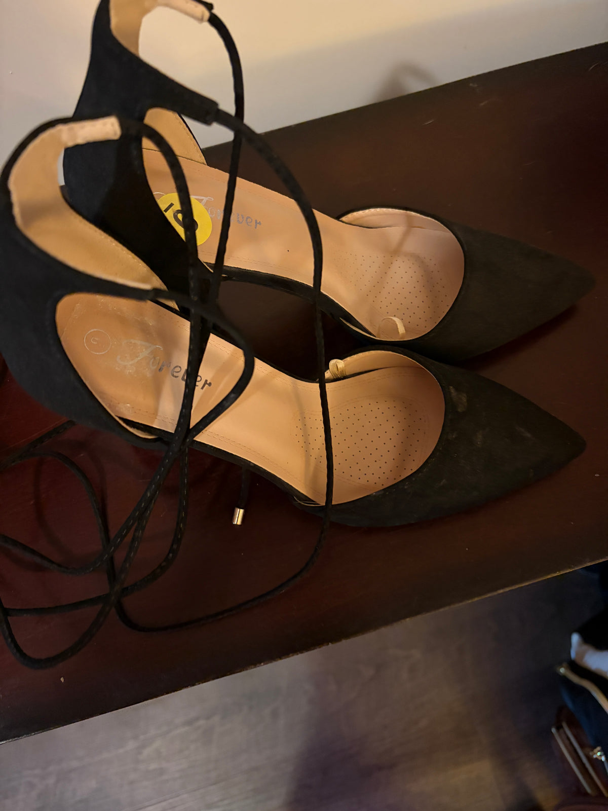 Forever New Black Lace-Up Heels.