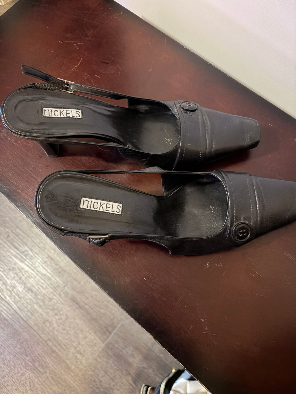 Nickels Black Open-Toe Ankle-Strap Heels-Size 9, Brand New