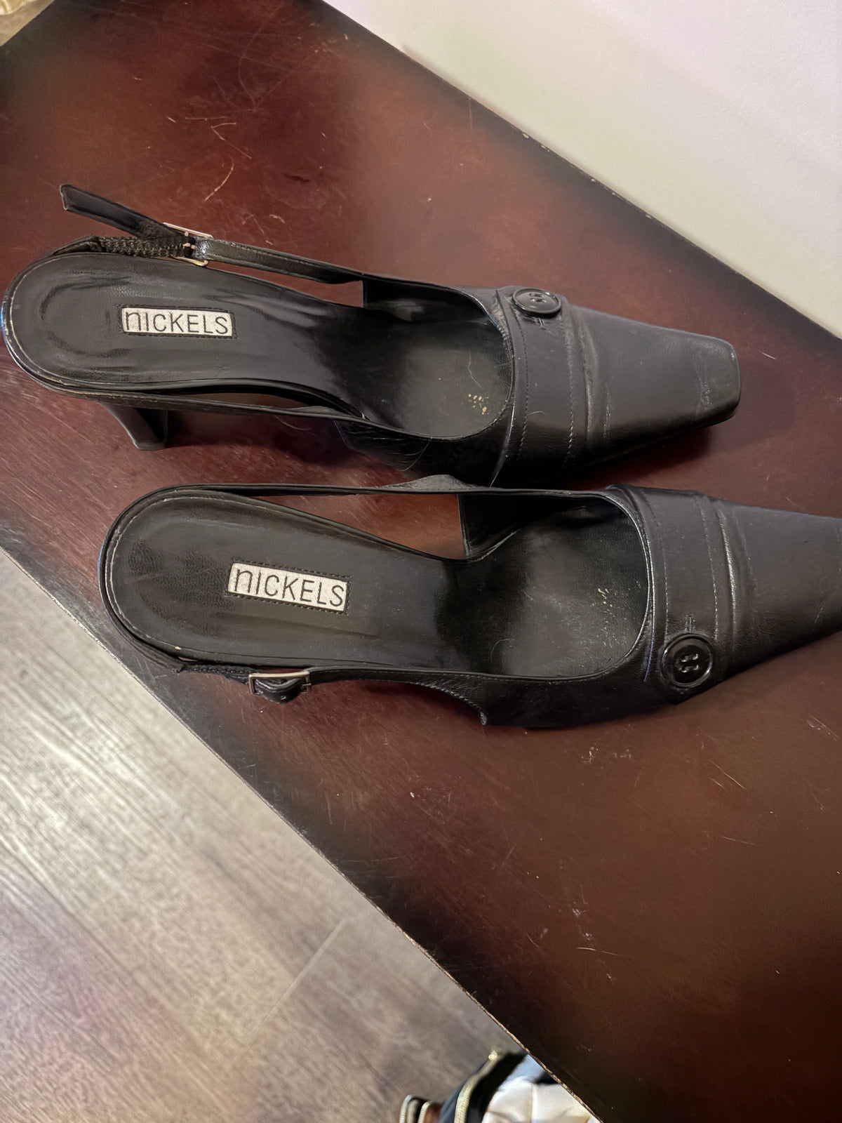Nickels Black Open-Toe Ankle-Strap Heels-Size 9, Brand New