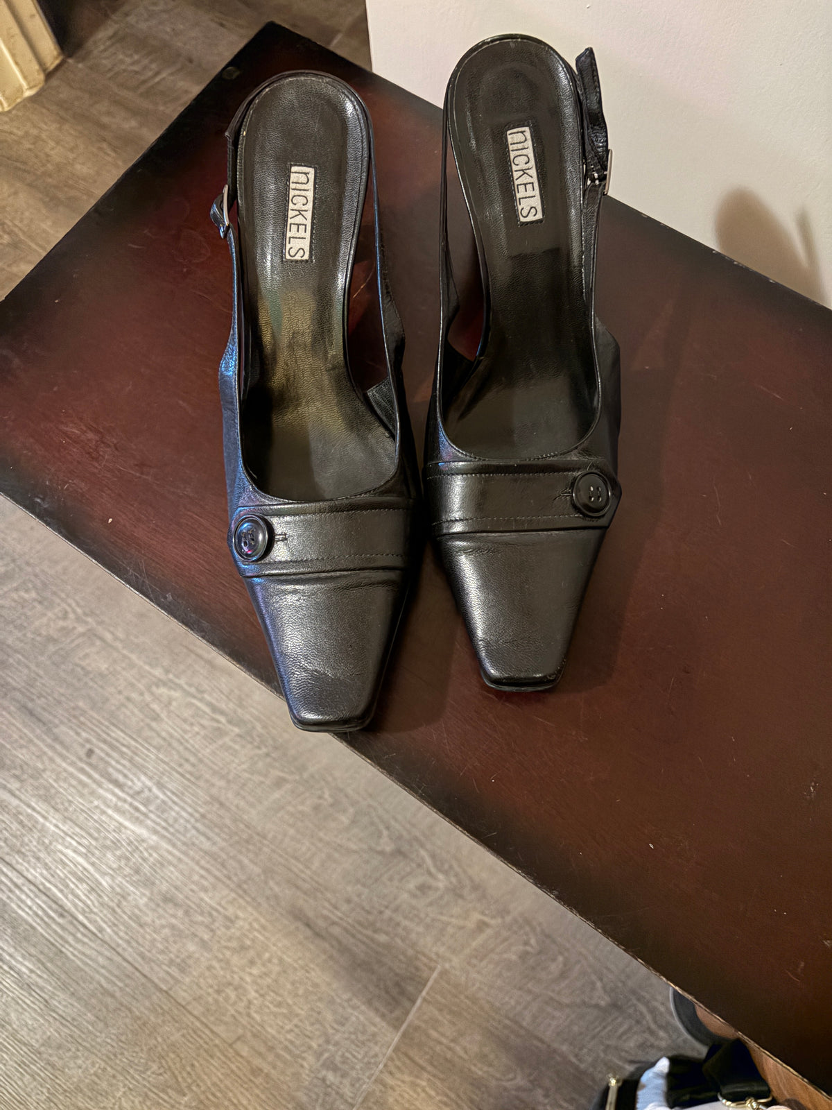 Nickels Black Open-Toe Ankle-Strap Heels-Size 9, Brand New